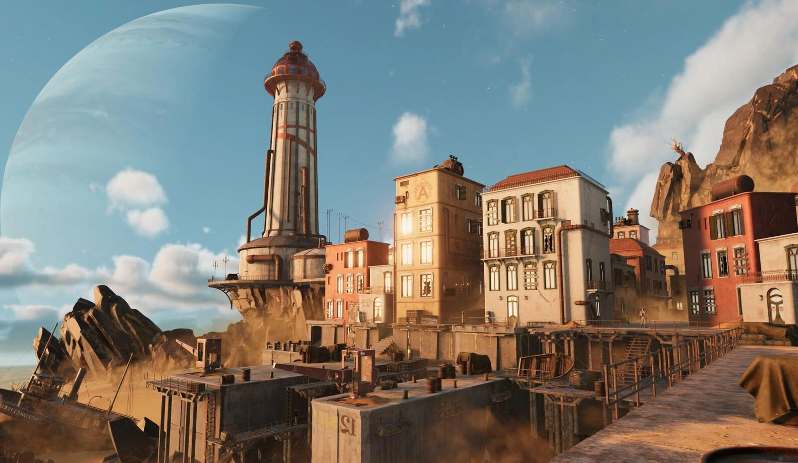 Vue d’une ville ou d’un fort dans SAND